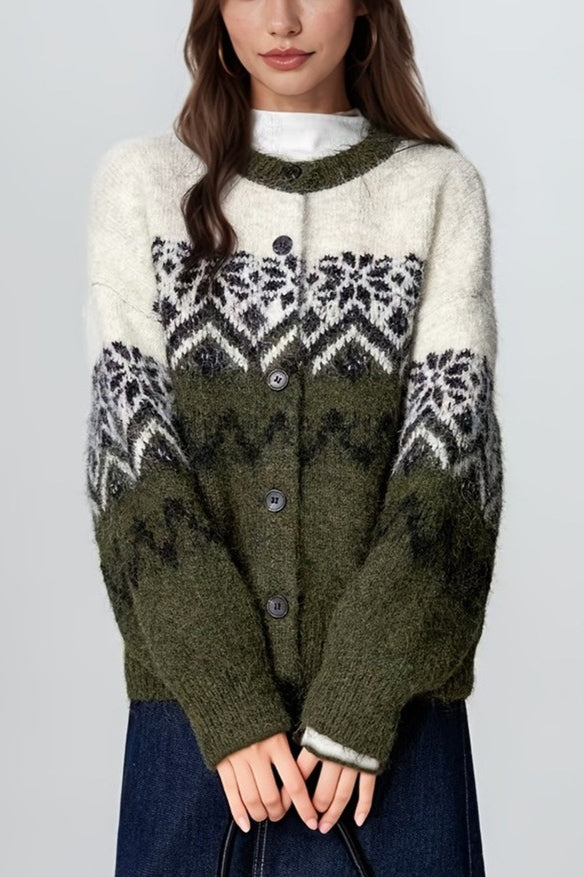 CozyCasca Sneeuwvlok Vest – Dikke Warme Trui met Knopen