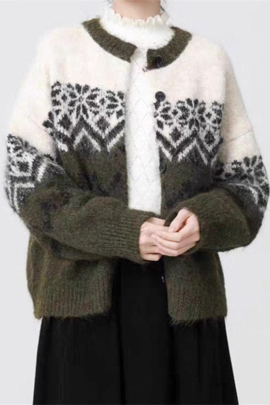 CozyCasca Sneeuwvlok Vest – Dikke Warme Trui met Knopen
