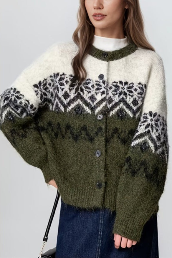 CozyCasca Sneeuwvlok Vest – Dikke Warme Trui met Knopen