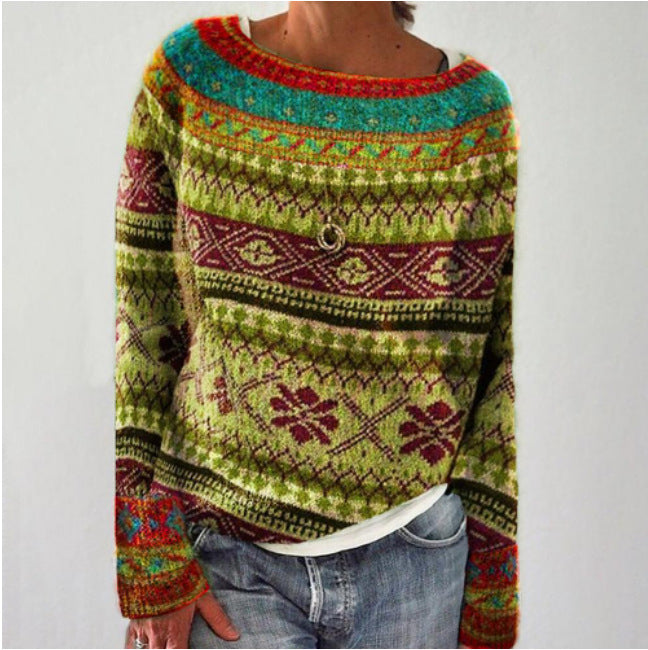 Gebreide trui met patroon en kraag – Gezellige, ontspannen winterpullover
