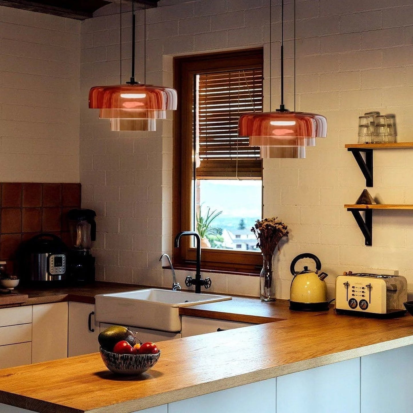 Metalen glazen hanglamp – Handgemaakte staskaarslamp voor thuis
