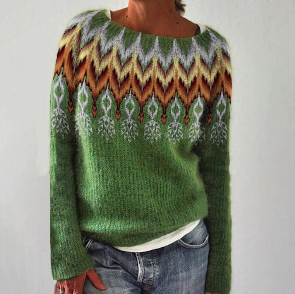 Gebreide trui met patroon en kraag – Gezellige, ontspannen winterpullover