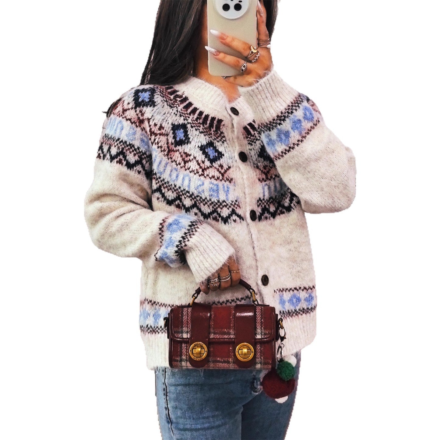 CozyWeave Damvest – Zachte Wol Nordeuropees Patroon met Houten Knopen