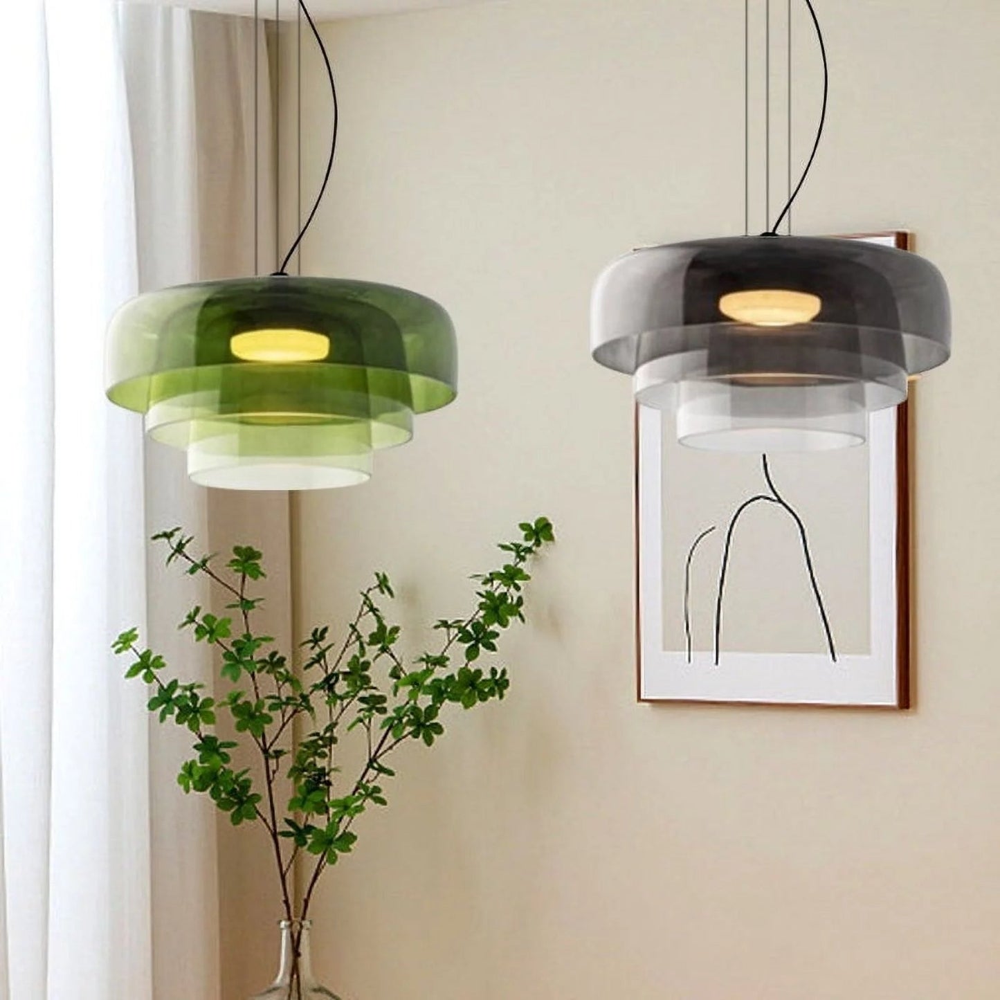 Metalen glazen hanglamp – Handgemaakte staskaarslamp voor thuis