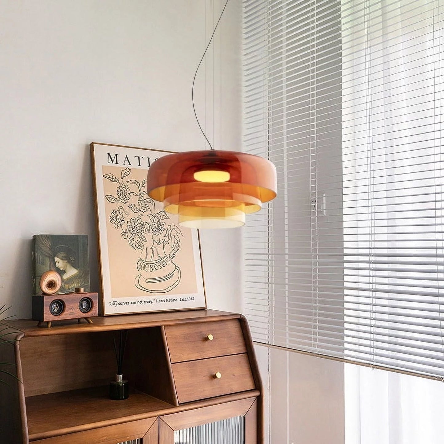 Metalen glazen hanglamp – Handgemaakte staskaarslamp voor thuis