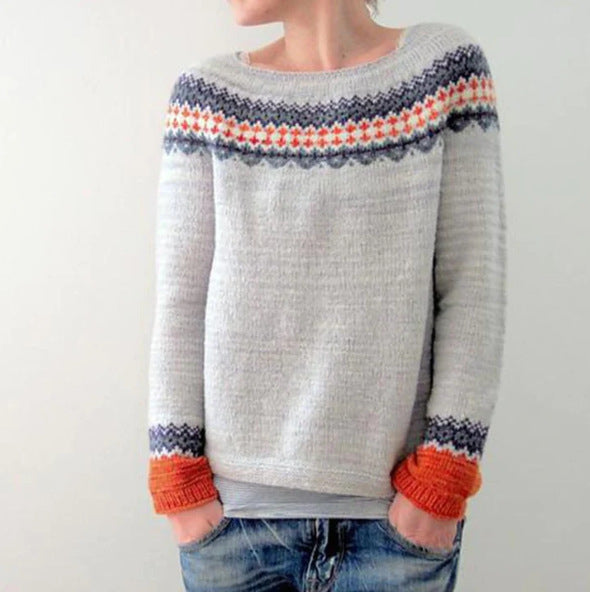 Gebreide trui met patroon en kraag – Gezellige, ontspannen winterpullover