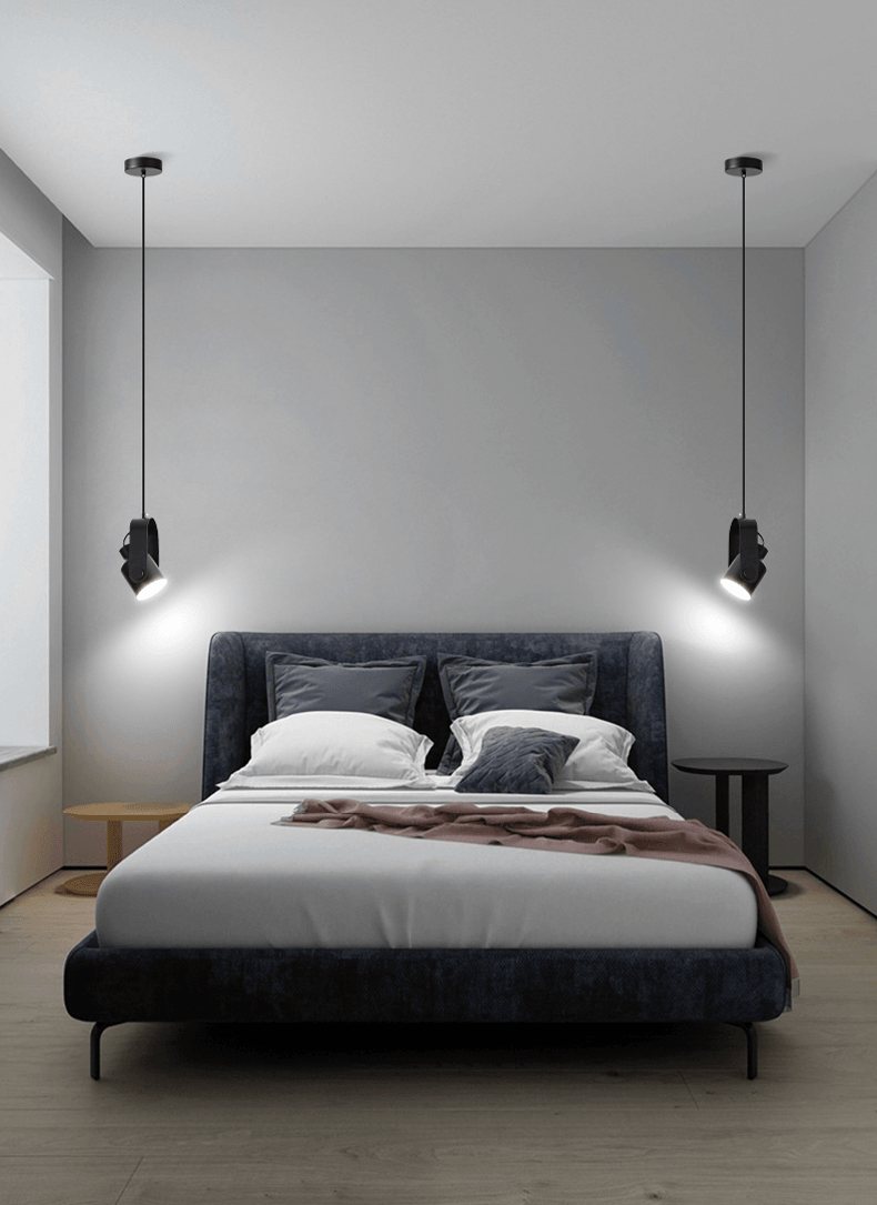 Nordisk hängande spotlight – elegant pendellampa i trä och metall